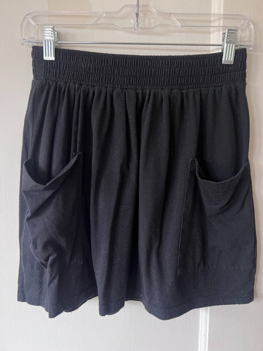 Cotton Blend Black Skirt with 2 Front Pockets